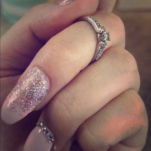 1/5 CT Diamond Heart Promise Ring White Gold 7 1/2